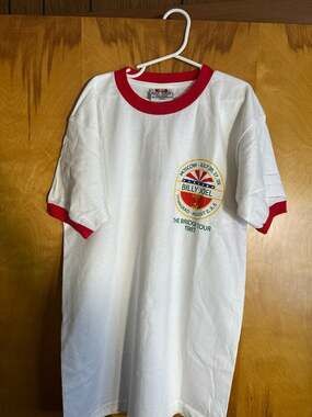 Vintage Billy Joel The Bridge Tour 1987 USSR Concert Ringer T-Shirt White Red